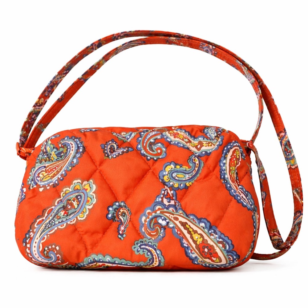 Vera Bradley camera bag crossbody quilted orange paisley net